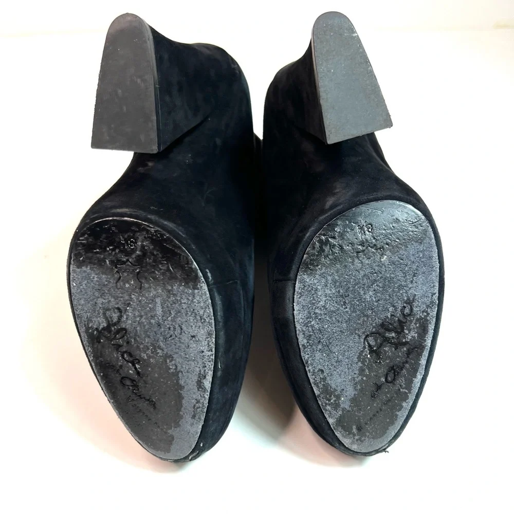 Alice+Olivia Suede Platform Heeled Booties Boots Black Size 8.5